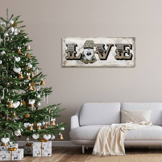 Stupell Industries Holiday Patterned Love Gnome Canvas Wall Art